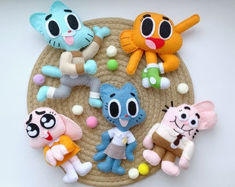 The amazing world of Gumball ornaments Gumball baby nursery dolls Darwin Blue cat dolls Cartoon Network Baby girl boy room decor