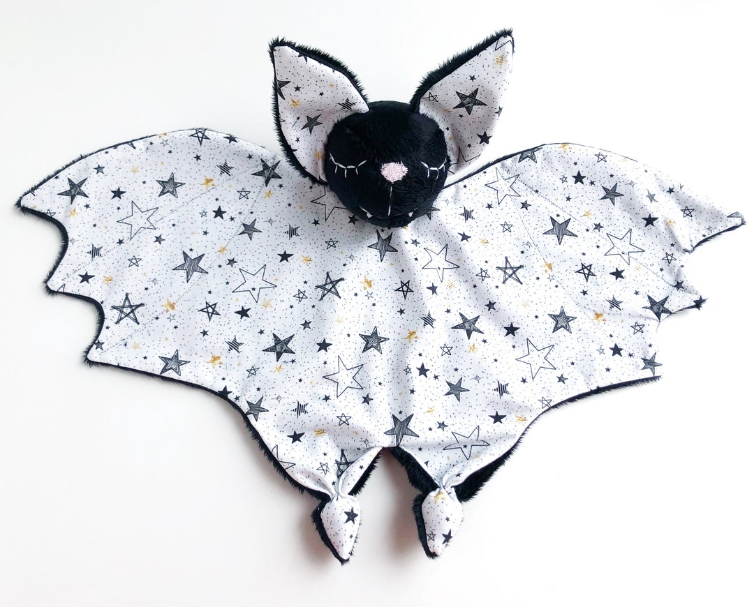 Personalized Bat Lovey Goth New Baby Gift White Black Baby Etsy