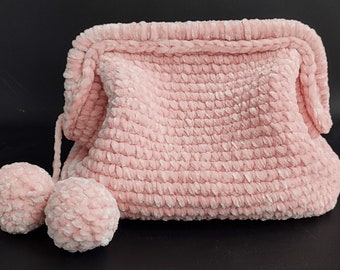 Plush Clutch with Pompoms - Fun and Stylish Accessory