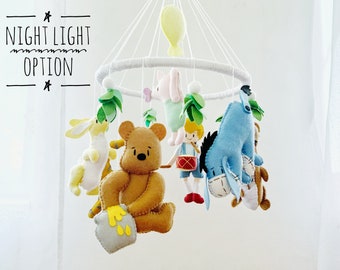 Winnie the Pooh baby crib nursery mobile Classic Winnie the Pooh nursery decor Vintage Winnie the Pooh baby shower Woodland nursery decor