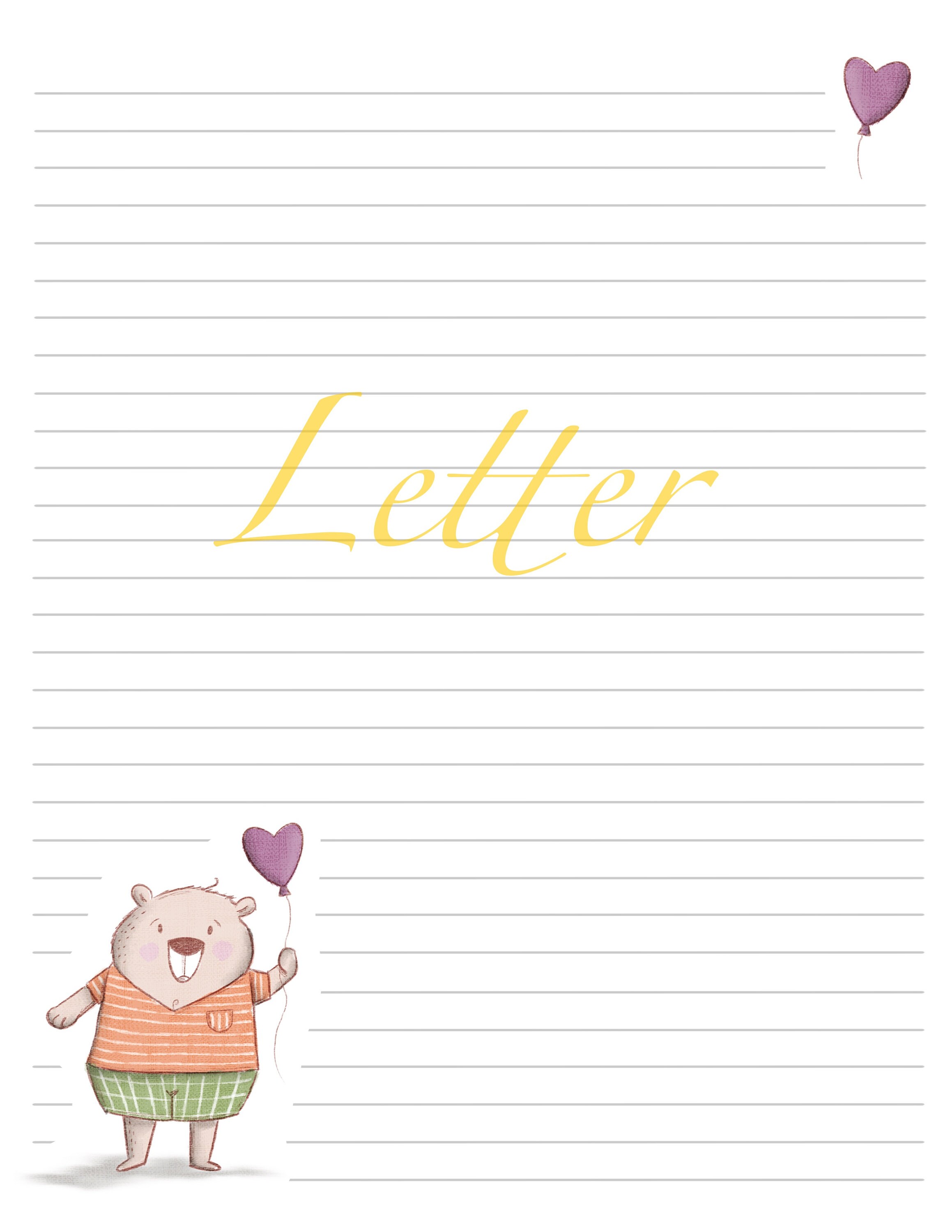PRINTABLE STATIONERY for KIDS, Missing You Bear Stationary, Writing ...
