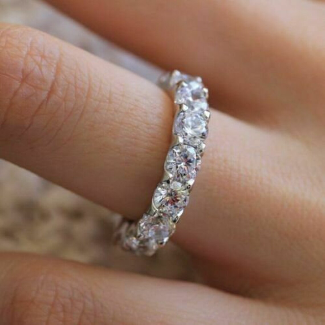 3.30Ct Round Cut Moissanite Full Eternity Engagement Band Ring Etsy