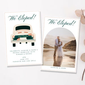 We Eloped Modello Canva personalizzabile Invito alla fuga Biglietto di invito fai da te Invito al matrimonio Invito al matrimonio Biglietto di matrimonio semplice e carino stampabile
