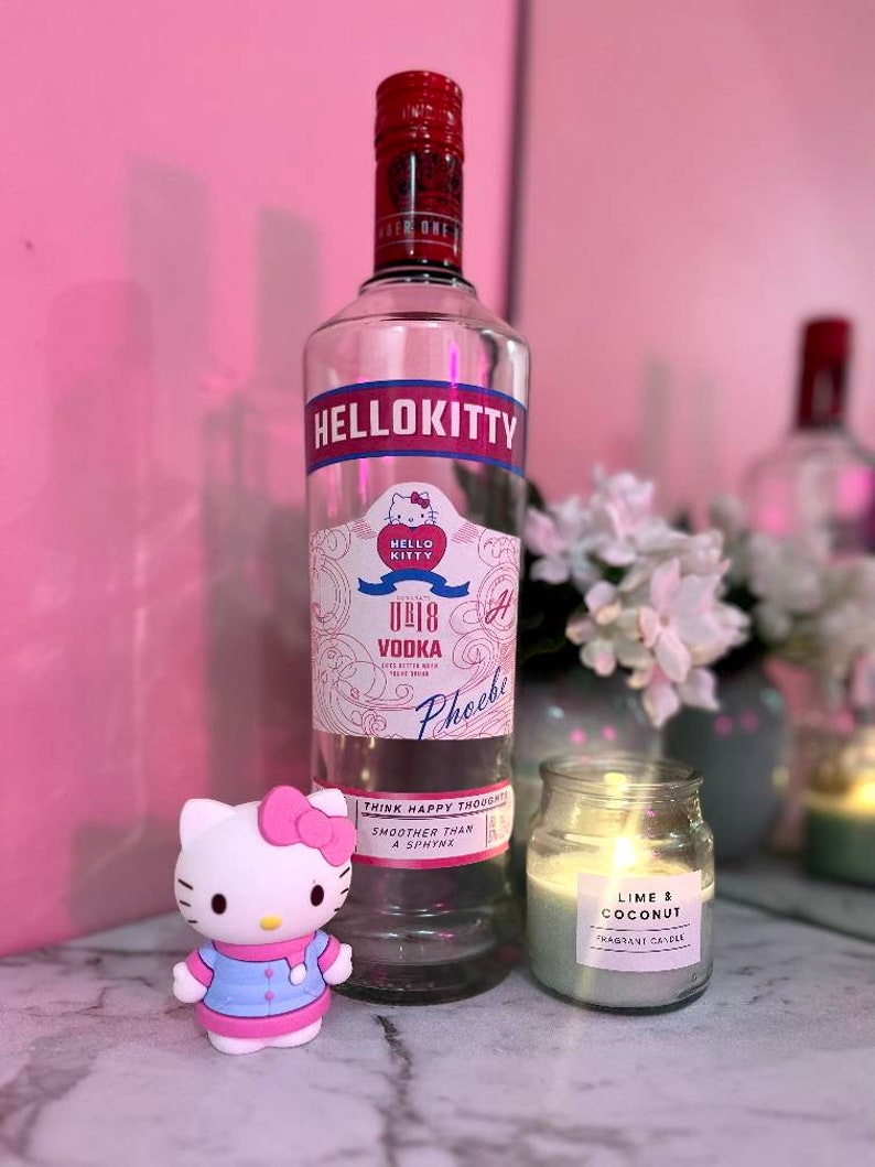 Personalised Hello Kitty Theme Vodka Bottle - Etsy