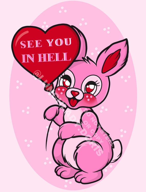 Kitsch Rabbit Bunny See You In Hell Tattoo Flash Art Etsy Kitsch Rabbit Bunny See You In Hell Tattoo Flash Art Etsy