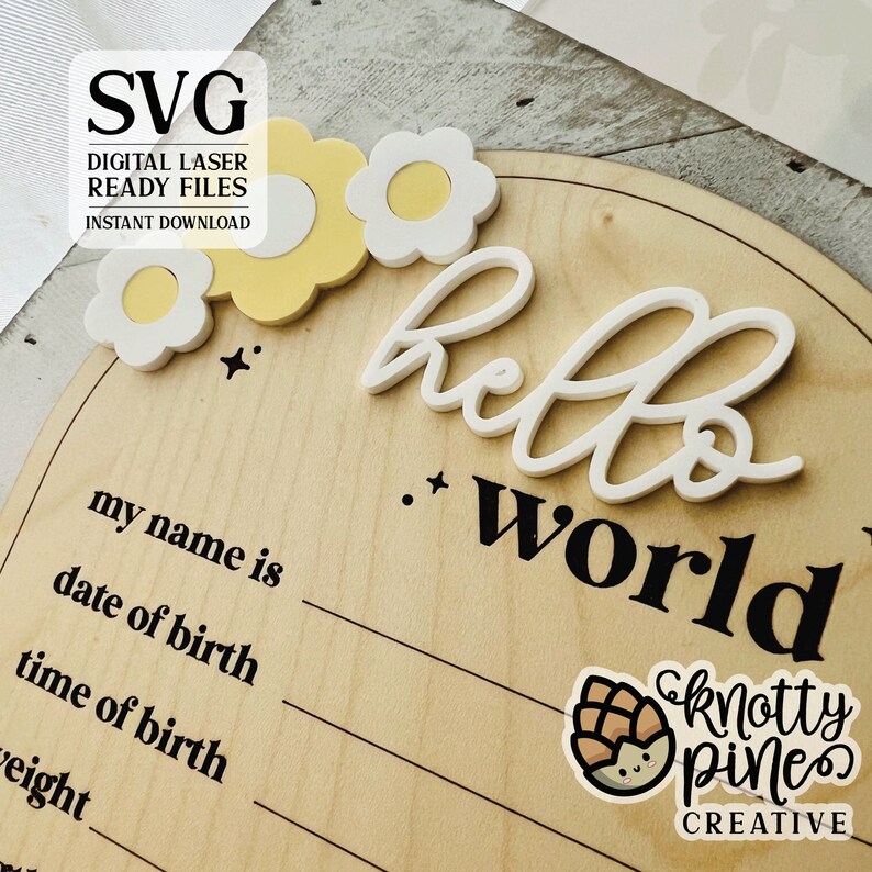 Baby Announcement Svg, Hello World Svg, Flowers Svg, Minimalist Birth ...