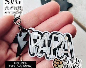 Dad Keychain svg, Dad Laser Cut File, Keychain Bundle svg, Layered Keychain, Glowforge, Papa, Rad Dad, Daddy Gift, Checkered, Checkerboard