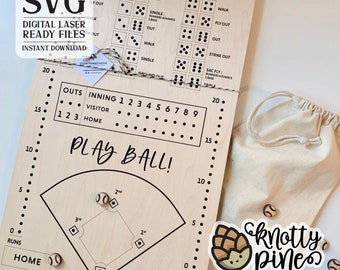 Dice Baseball Gameboard svg, Dice Baseball Game Board plik laserowo cięty, Glowforge svg, Laser Ready