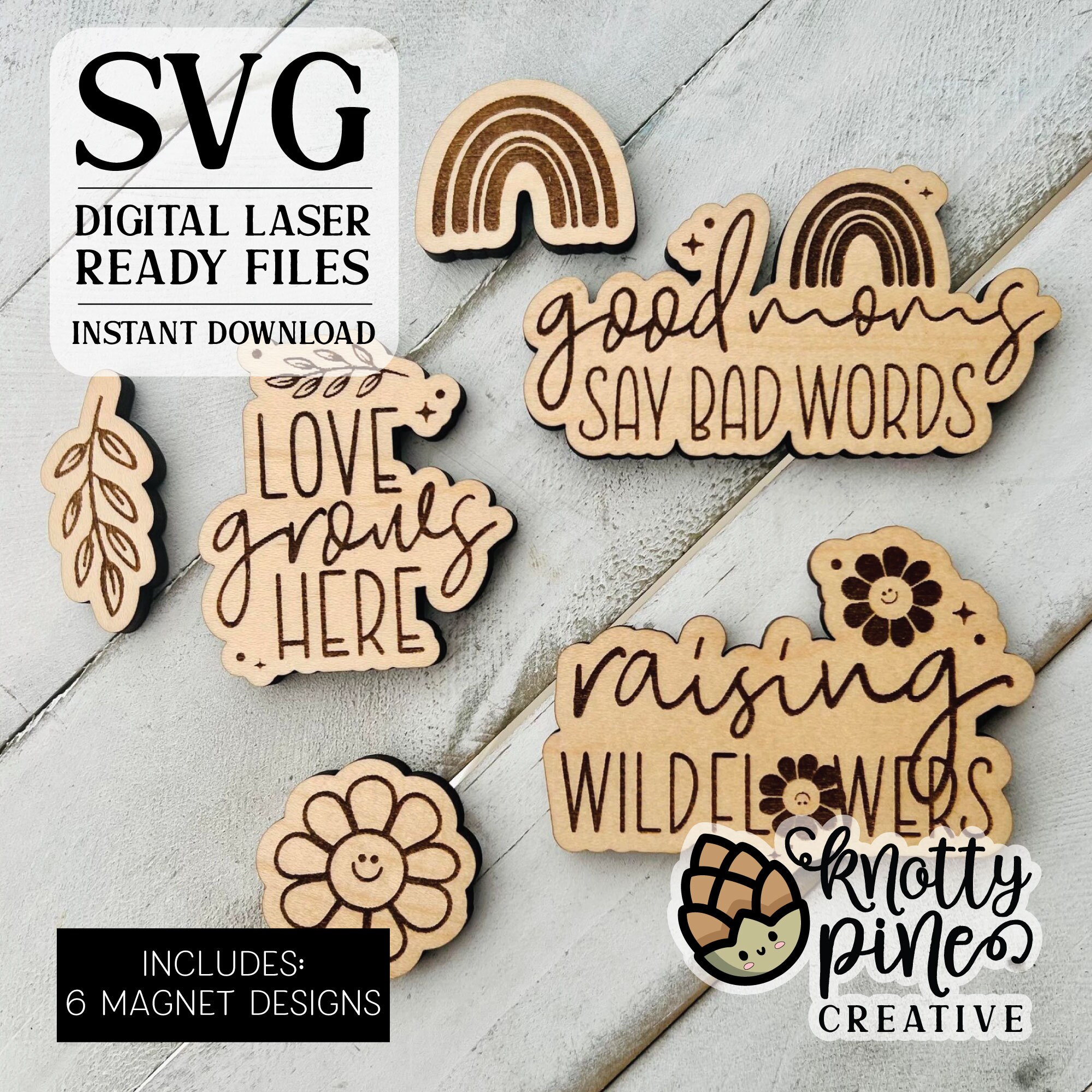Mom magnets svg, Love Grows Here, Raising Wildflowers, Good Moms Say Bad Words, magnet bundle svg, Mom gift, Laser Cut file, Glowforge Ready