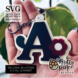 Monogram Keychain svg, Alphabet Keychain svg, Bundle, Bag Tag, Ornament svg ,laser cut file, Glowforge Ready, Vintage svg, Keychain svg
