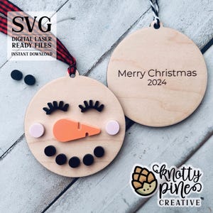 DIY Snowman Christmas Ornament svg, Snowman Ornament Kit, Christmas 2024, Snowman Ornament svg, Glowforge ready, Laser Ready Digital File