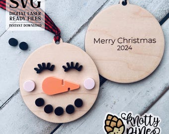 DIY Snowman Christmas Ornament svg, Snowman Ornament Kit, Christmas svg, Snowman Ornament svg, Glowforge ready, Laser Ready Digital File