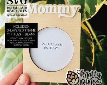 Gift for Mom, Photo Frame svg, Mothers Day Gift, Drop-in Photo Frame, Gift for Mom svg, Laser Cut file, Glowforge, Frame Bundle, Mothers Day