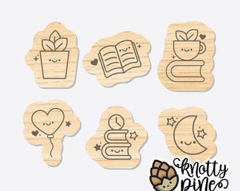 Buch Magnete svg | Bücherwurm Magnete | Kawaii Magnet Bundle svg | Magnet Icons svg | Bücherwurm Magnet Bündel | Laser Cut Datei | Buch Symbole