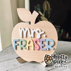 Apple Sign SVG | Layered Laser Cut Name Sign | Digital File | Classroom Gift | Back to School | Teacher Gift | Apple svg Bundle | Teacher