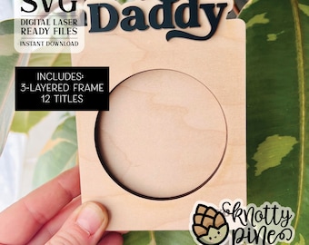 Gift for Dad Photo Frame svg, Father’s Day Gift, Drop-in Photo Frame, Customizable Gift for Dad, Laser Cut file