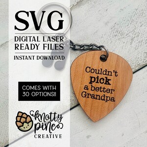 Cadeau voor papa moeder plectrum sleutelhanger svg, minimalistische gitaarfoto lasergesneden svg, graveerscorebestand Glowforge, plectrum sleutelhanger digitaal