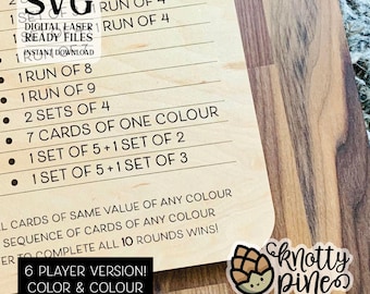 6 giocatori: tabellone di gioco minimalista svg, 6 giocatori, file tagliato al laser, Glowforge svg, versione a colori + colori, tabellone di gioco pronto per il laser