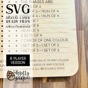8 joueurs : svg minimaliste phase dix (10) plateau de jeu, fichier découpé au laser phase dix 8 joueurs, Glowforge Svg, personnalisable prêt au laser
