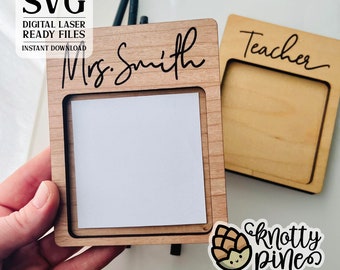 Minimalist Teacher Gift Post-It Note holder svg, Educator POST IT Holder Laser Cut file, Glowforge SVG, Customizable Post It Laser Ready