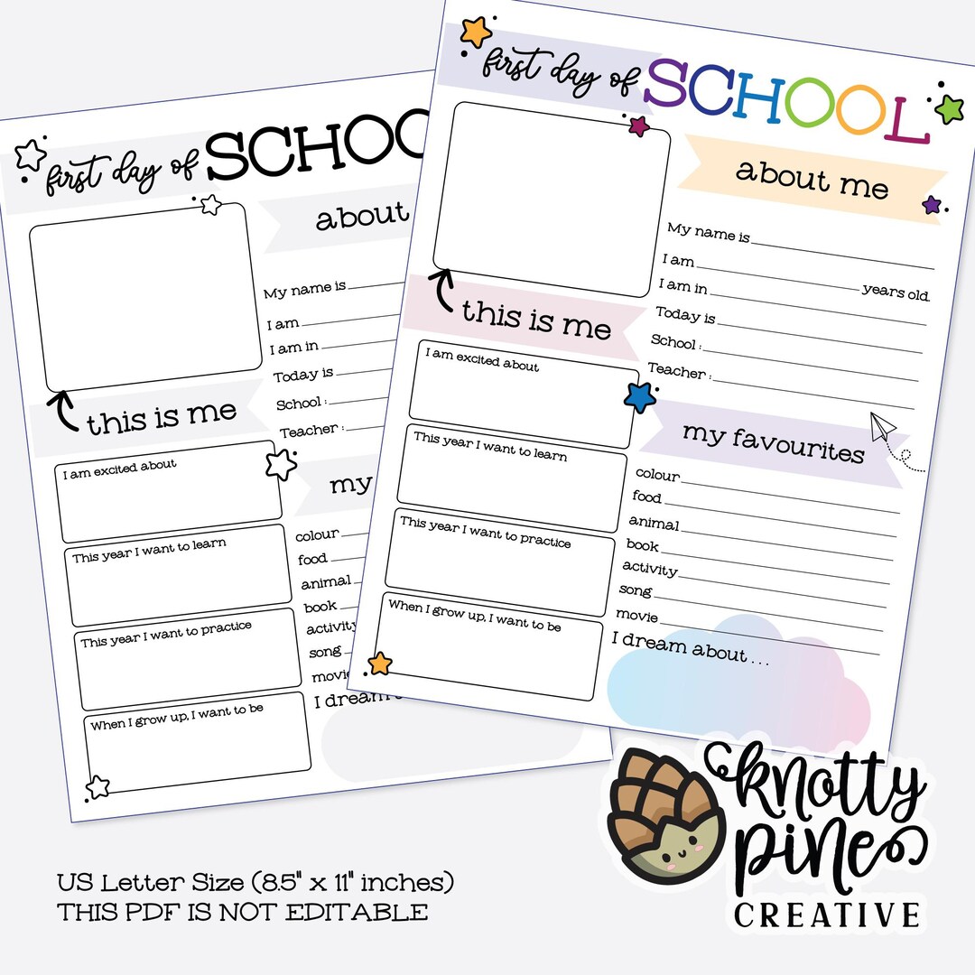 First Day of School Printable PDF | Back to School Activity | Fill-in ...