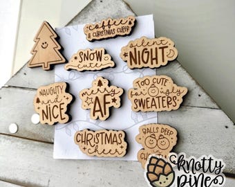 Pacchetto SVG di magneti natalizi / File tagliati e incisi al laser / Decorazioni per la cucina natalizie / Download digitale Glowforge / Uso commerciale / Magneti divertenti