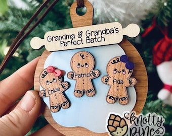 Perfekte Stapel Verzierung SVG | Lebkuchen Familie | Weihnachtsschmuck | Glowforge Laser Cut Datei | Oma & Opa Geschenk | Geschichtetes Ornament