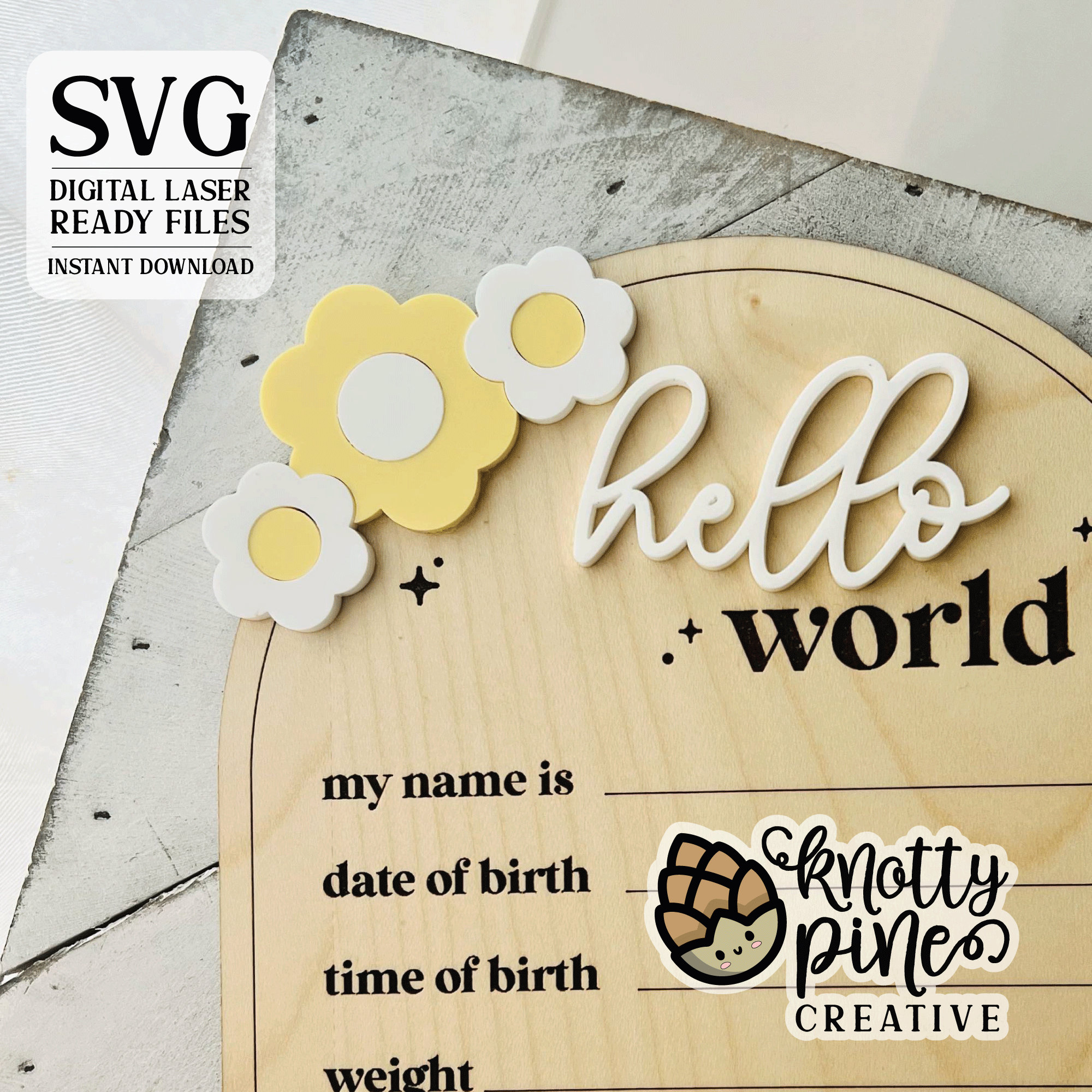 Baby Announcement Svg, Hello World Svg, Flowers Svg, Minimalist Birth ...