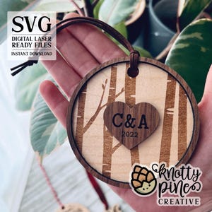 Birch Tree Ornament svg, Christmas Ornament svg, Round layered ornament, Glowforge ready, Laser Ready File, Christmas Ornament