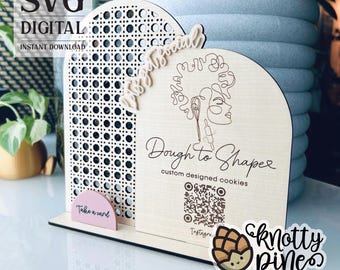 Sinal QR para empresas, arquivo laser, sinal QR SVG, arquivo de sinal social, arco de vime, arquivos laser de código QR, sinal comercial "Vamos usar o social", pronto para laser