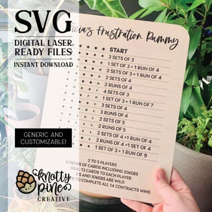 Minimalist Frustration Rummy Gameboard svg, Gameboard Frustration Rummy Laser Cut file, Glowforge svg, Customizable Laser Ready