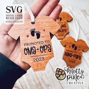 Babyornament, ornament babyshirt, cadeau moeder, cadeau vader, oma en opa cadeau, lasergesneden bestand, babysvg, kerstornament, klaar voor laser