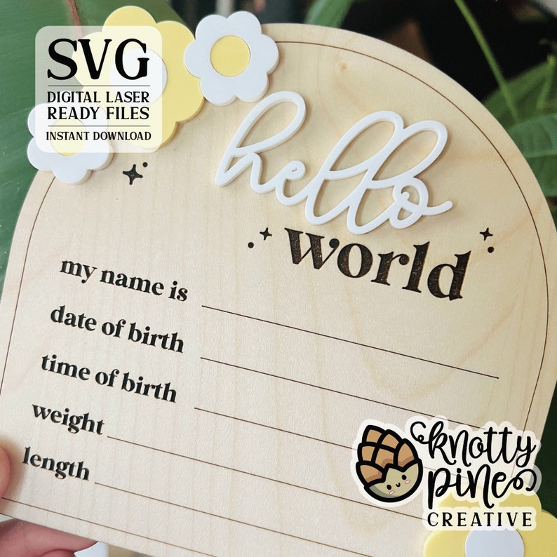Baby Announcement Svg, Hello World Svg, Flowers Svg, Minimalist Birth ...