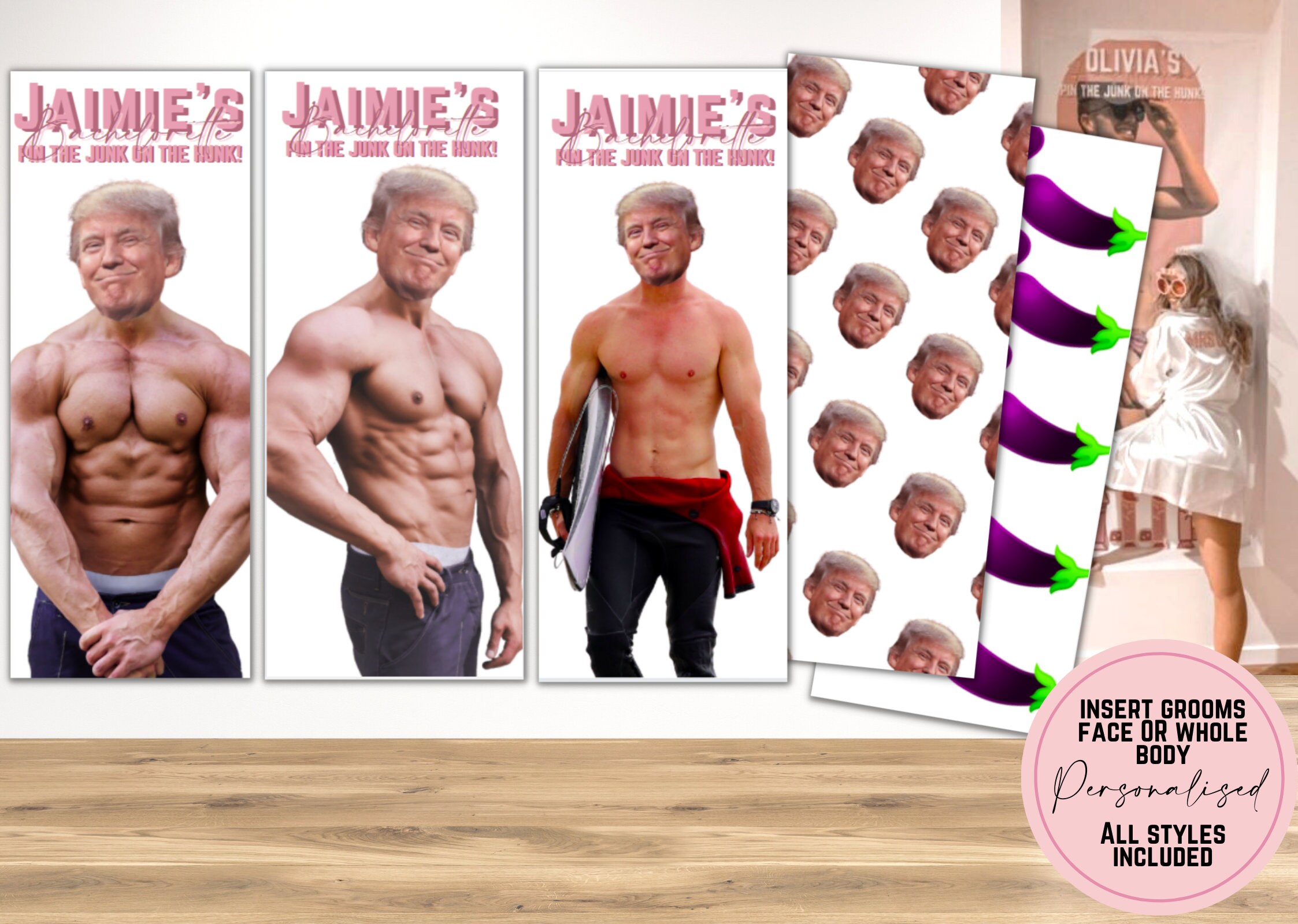 Custom Pin the Junk on the Hunk Personalised Pin the Tail Etsy Australia