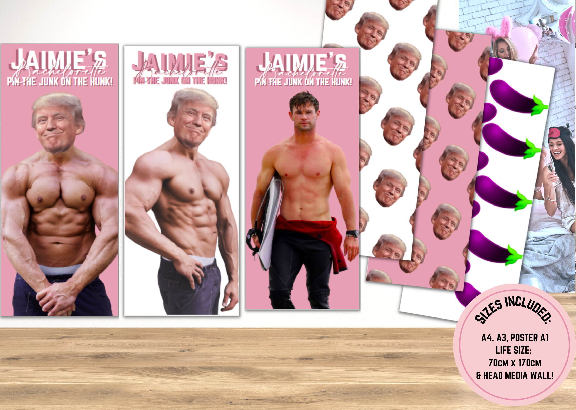 Custom Pin the Junk on the Hunk Personalised Pin the Tail Etsy Australia