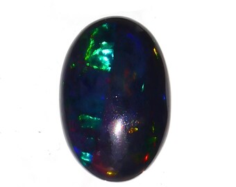 Authentic 3.96 Cts Black Ethiopian Opal Gemstone/ Opal Oval Cabochon/ 100% Natural Black Opal Stone/ For Jewelry 15.9x10.7x5.5mm