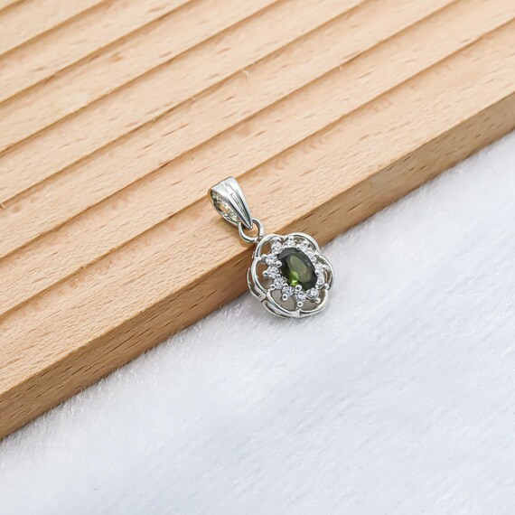 Sterling Silver Moldavite Crystal Pendant Moldavite Benitoite