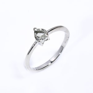 Green Amethyst Heart Ring: 925 Sterling Silver Prasiolite Statement Ring