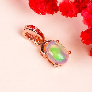 Natural Ethiopian Opal Pendant, 925 Sterling Silver, Opal Gemstone Pendant, Designer Pendant, Handmade Silver Pendant, Women Silver Jewelry