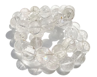 Himalayan White Quartz Bracelet Rainbow Crystal Energy Healing Natural Gemstone Boho Jewelry