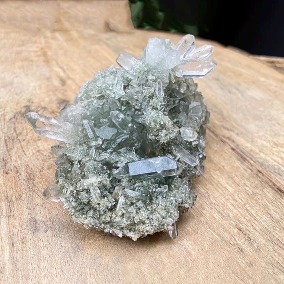 Himalayan Green Chlorite Quartz Cluster: Raw Healing Crystal