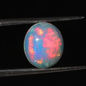 Ethiopian Opal Gemstone: 2.5 Ct Oval Cabochon Multi-Color Fire Play