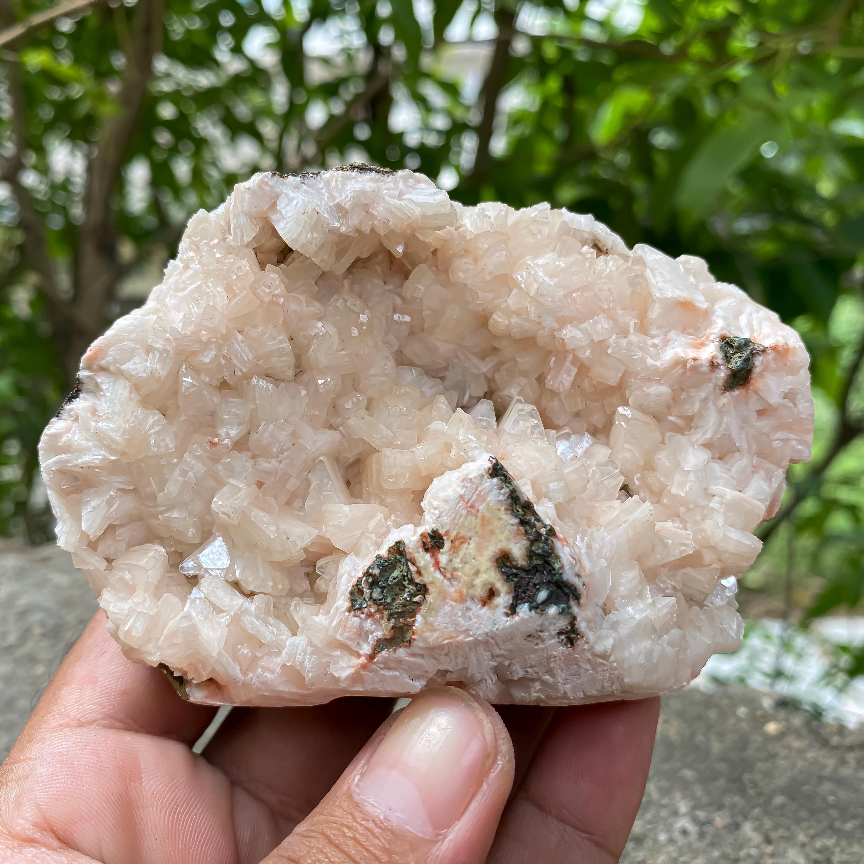 Natural Peach Stilbite Apophyllite Crystal Cluster: Healing