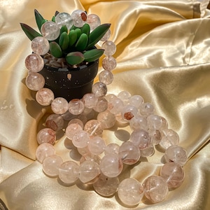 Natural Pink Quartz & Rose Crystal Beaded Bracelet Jewelry – Healing Crystal Jewelry, Best Selling Quartz Beads Bracelet Gift for Her