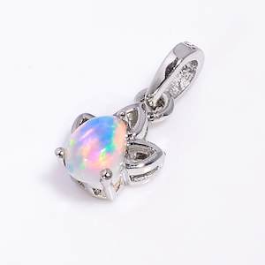 Handmade Ethiopian Opal Pendant – Fire Opal Necklace – Minimalist 925 Sterling Silver Jewelry – October Birthstone Gift for Women OP-062