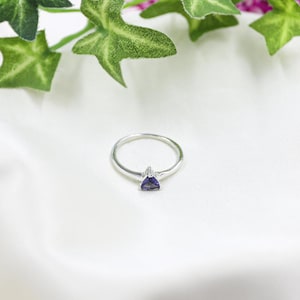 Faceted Gemstone Ring, Iolite Statement Ring, December Birthstone, Handmade Ring, 925 Sterling Silver Ring Hammered Silver Ring