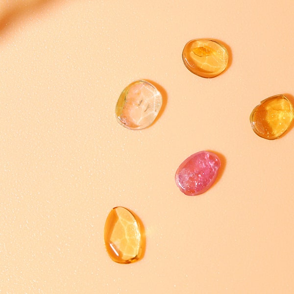 Lot de 5 vraies pierres précieuses de tourmaline bio taillée en rose de 1,04 ct / Tourmaline / Tranche de tourmaline / Pierres précieuses en vrac arc-en-ciel