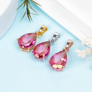 Pear Pink Topaz Pendant: Handmade Sterling Silver Jewelry (10x14mm Gemstone)