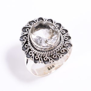 Clear Quartz Ring, 925 Sterling Silver Ring, Crystal Uartz Silver Ring, White Stone Silver Jewelry, Quartz Gemstone Silver Jewelry H-SR82