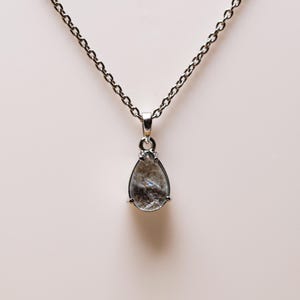 925 Silber Moss Aqua Anhänger, Naturinspirierter Aqua Anhänger, natürliches Moos Aqua Halskette 8 x 12 mm Cabochon, Geschenk für Ihn LANDKARTE-J / 47-24